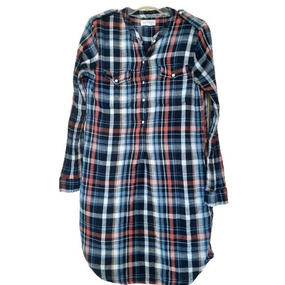 Velvet by Graham & Spencer Plaid Flannel Shirt-dress long sleeves Small - Picture 8 of 15